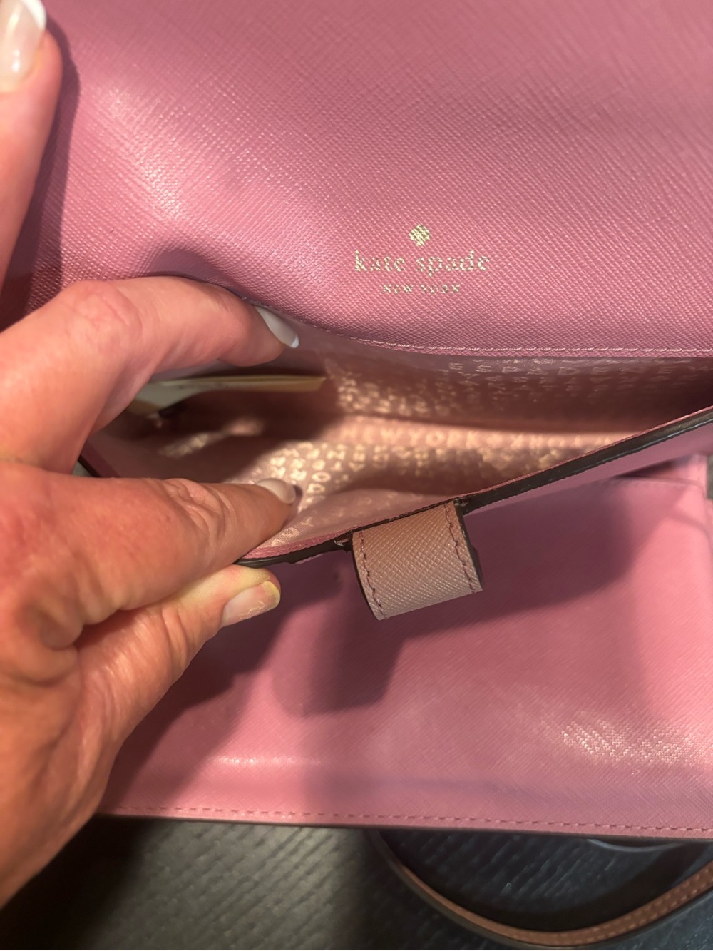 kate spade blush pink saffiano crossbody large wallet - Picture 9 of 11